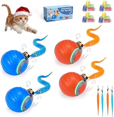 4-Pack Smart Interactive Cat Toy Ball for Indoor Cats & Small Dogs