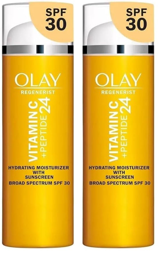 Olay Super Cream with Sunscreen SPF 30,Trial Size,Lightweight Face Moisturizer with Sun Protection,5-in-1 Skin Care Benefits - Hydrating,Brightening,Firming - Niacinamide,Vitamin C,15 mL,(Pack of 2)