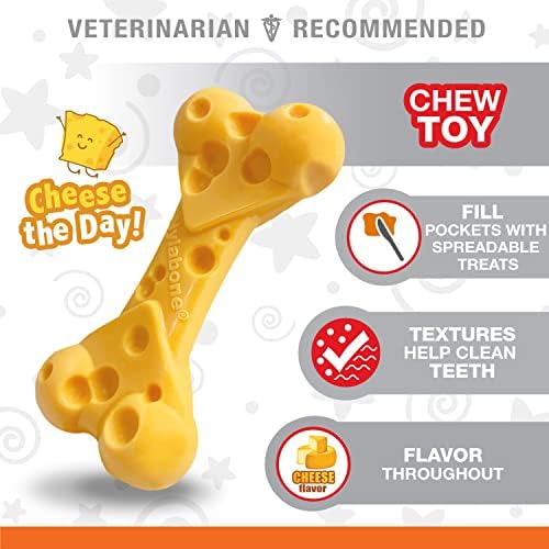 Nylabone Power Chew Cheese Bone Dog Chew Toy, Cheese Flavor, Medium