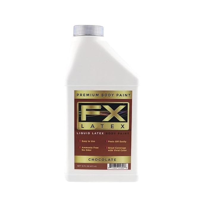 Liquid Latex - Face and Body Paint, Ammonia Free, Easy On and Off, Cosplay Makeup, Create Professional Monster, Zombie Arts 16 Oz (Chocolate)