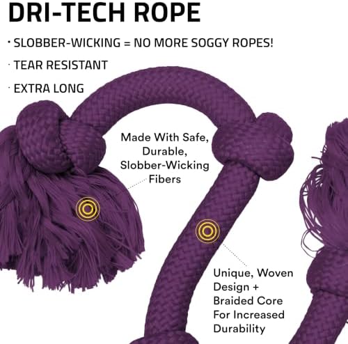 Playology Tug Rope Dog Toys for Large Breed Dogs - Mega Size, Bacon Scent