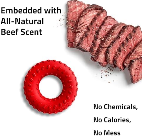 Playology Dual Layer Ring Dog Toy for Aggressive Chewers, Beef Scent