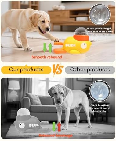 2-in-1 Interactive Dog Puzzle Toy, Dog Interactive Treat Dispenser Toy, Dogs Food Treat Feeding Dispenser for Healthy Eating for Small & Medium (Yellow)