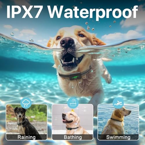 GPS Wireless Dog Fence System with Adjustable Range 33-1999 Yards, IPX7 Waterproof Rechargeable Collar, Static/Beep/Vibration Modes, Memory Function & Auto Protection