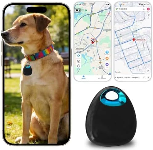 GPS Dog & Cat Tracker 1Year Replaceable Battery No SIM Card or Monthly Fees | iOS & Android App, 1-Minute Location Updates, IPX7 Waterproof, Built-In Attachment Loop for Flexible Use