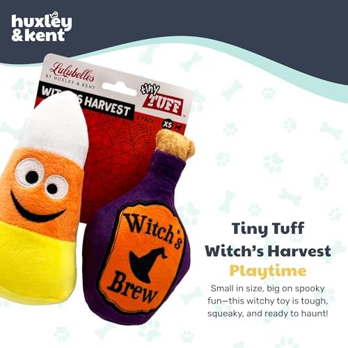 Huxley & Kent Tiny Tuff Plush Dog Toy, Witch's Harvest (2 Pack)