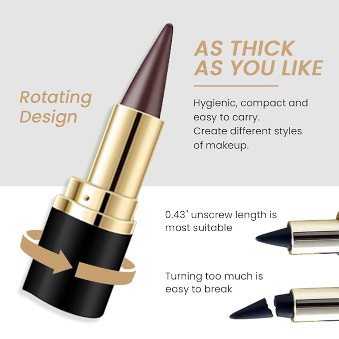 2Pcs Brown Gel Eyeliner Pencil Set,Natural Cream Eye Liner Waterproof Smudge Proof,Cat Eye Black Smokey Eyeshadow Palette Stick Crayon,Goth Halloween Makeup,delineador de ojos contra el agua