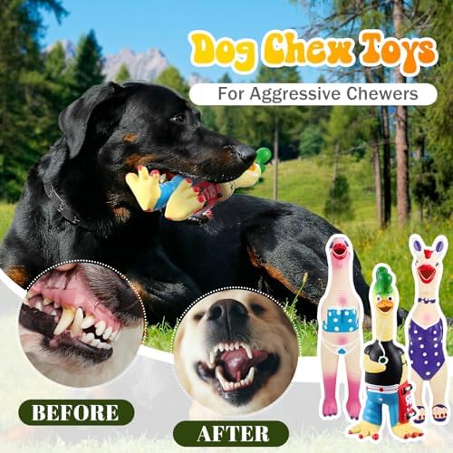 Silipull 3 Pcs Squeaky Rubber Chicken Dog Toys Latex Chew Toys, Funny