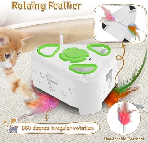 3-in-1 Automatic Interactive Cat Toy, Flying Bird, Mole & Feather