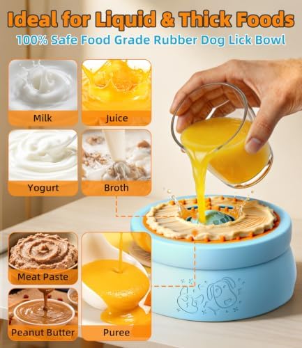 Dog Licking Bowl with Rolling Ball, 2- in-1 Slow Feeder Bowl