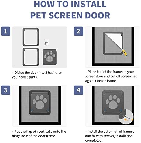 Namsan Dog Door for Screen Door, Passage 12 x 14 inches, Doggy Door for Sliding Door, Pet Screen Window, Magnetic Flap Auto Closing, Screen Door with Doggie Door Built in, Lockable, Black