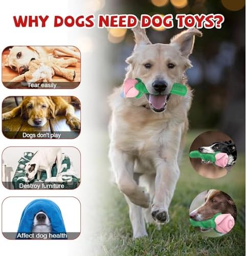 ucho Dog Toys for Aggressive Chewers, Dog Toy for Dogs, Interactive Chew Toys for Training and Cleaning Teeth (Champagne, Roses)