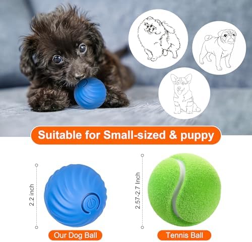 NEOALLYPETS Smart Interactive Dog Toy Ball, Active Rolling Wicked Ball with Automatic Bouncing and Rotating for Puppy/Small Dogs Durable, Chewable, USB Recharger and Fun Gift Toy to Dog (Medium)
