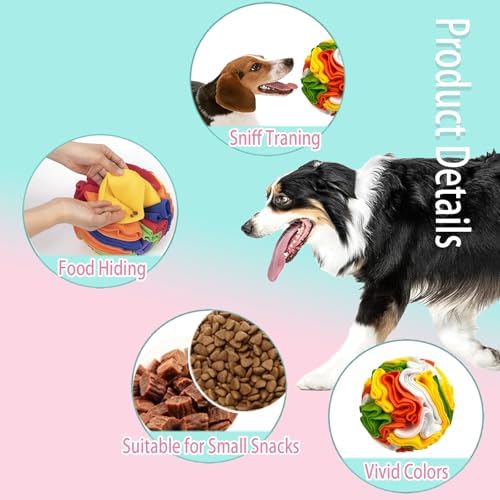 Dog Snuffle Ball, Dog Treat Toys Interactive Sniff Ball, Dog Enrichment Snuffle Ball Dog Puzzle Feeder for Exercise,Sniff Training& Slow Feeding (Orange White Mix, 15cm)