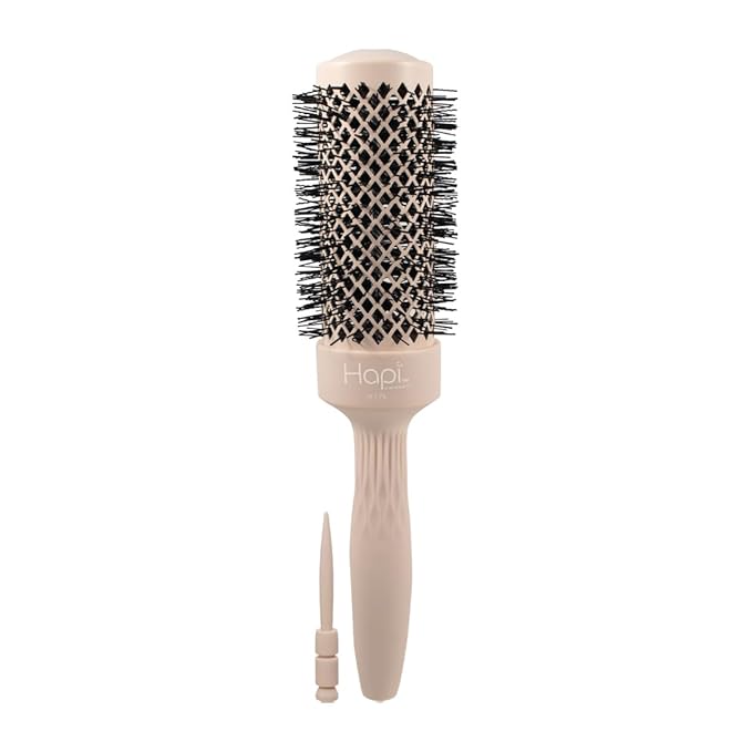 Cricket Hapi High Heat Harmony Thermal Brush - 1.75" Ceramic Barrel, Round Brush for Heat Styling with Hair Dryer, Mood-Friendly - Beige
