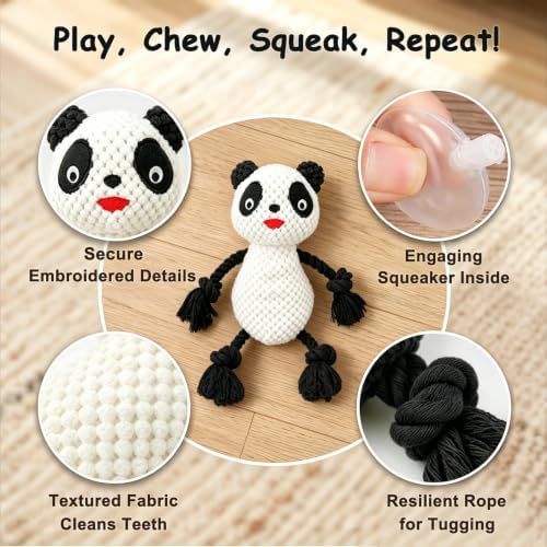 Plush Squeaky Chew Toy for Small Medium Large Dog,(White Panda)