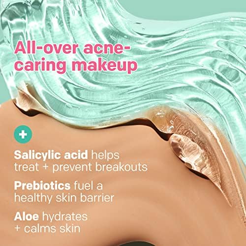 Almay Clear Complexion Acne Foundation Makeup with Salicylic Acid, Medium Coverage, Soft Matte Finish, Hypoallergenic, Cruelty- & Fragrance-Free, Dermatologist Tested, 730 Golden Caramel, 1 fl oz