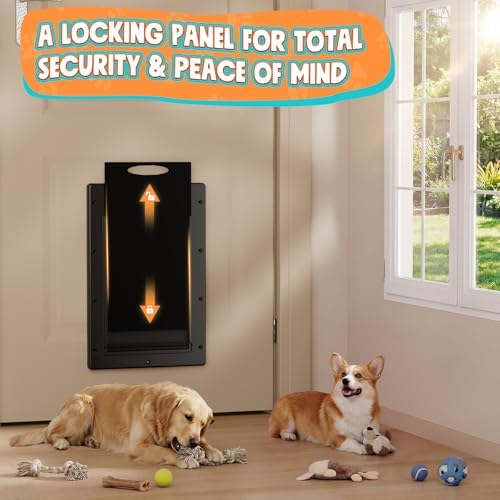 Medium Doggy Door for Door, Pets Up to 45 lb | Durable Plastic Frame, 2 Magnetic Flaps, Closing Panel, Block Wind & Snow, Easy Install for Interior & Exterior Doors