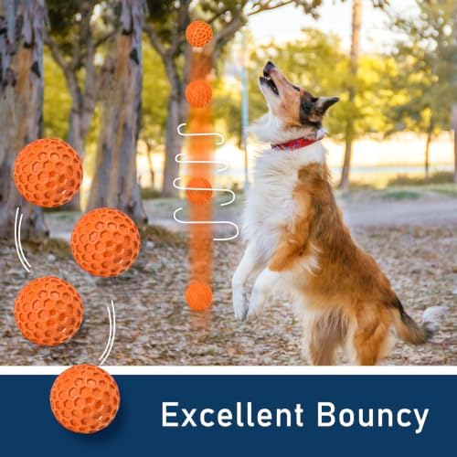 Indestructible Squeaky Dog Ball for Aggressive Chewers, Rubber Interactive Dog Toy for Teething, Relieving Anxiety. Chew Toy for Large, Medium Breeds, Outdoor & Indoor Ball.
