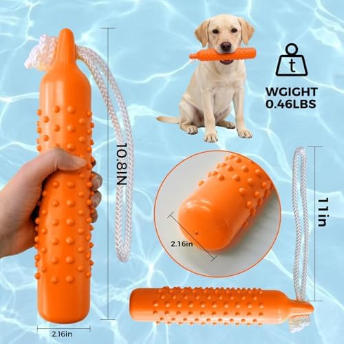 BINGPET Dog Float Bumper Toy,10.8 Inch Large Training Dummy Retrieving Bumpers Summer Pool Toy Tug Game for Large XL Dogs Retriever(Orange)