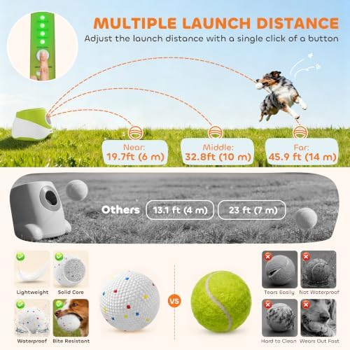 PawHut Automatic Dog Ball Launcher for Indoor & Outdoor Play, Green