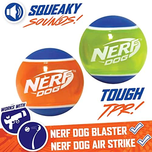 Nerf Dog Rubber Tennis Ball Squeak Toy, Durable, Water-Resistant, 2.5in, 2 Pack