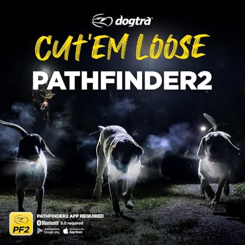 Dogtra Pathfinder 2 GPS Tracker e Collar + Add-on Receiver Black | 9 Mile, LED Light, No Monthly Fees, Free App, Waterproof, Smartwatch Control, Satellite Tracking, Multiple Dogs, Smartphone Required