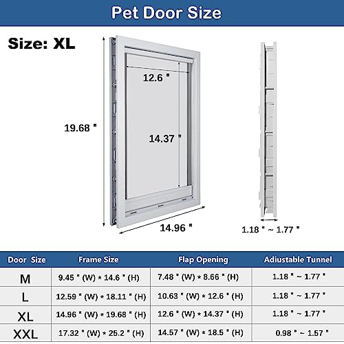 CEESC X-Large Dog Door, Magnetic Flap & Closing Panel, Black, Up to 85 lbs