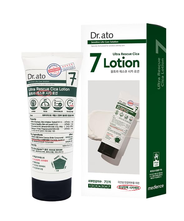 Dr.ato Ultra Rescue Cica Lotion for Body & Face Korean Skincare (5.4 Fl Oz)
