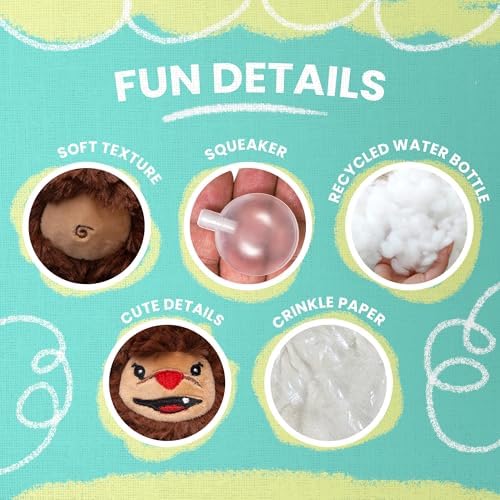 SNUG AROOZ Young Billy the Big Foot - Plush Dog Toy, Squeaks & Crinkles, Pet Multi-Sensory Play, Recycled Material, Soft-Cuddly Mythical Companion