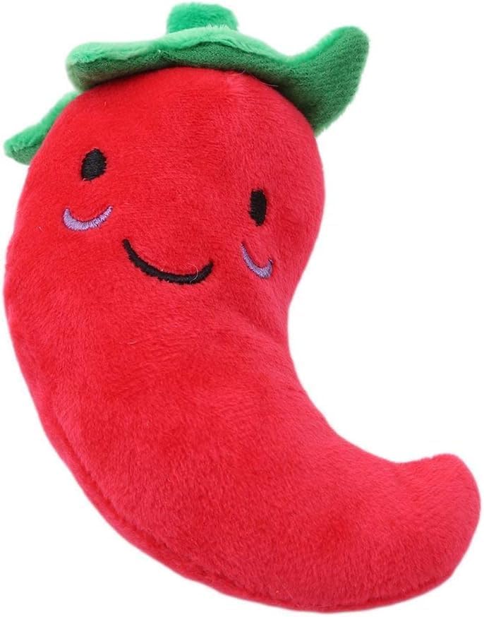 Chilli Fruits and Vegetables Dog Squeaky Chili Eggplant Corn Puppy Dog for Small Dogs,Chili,Size 1 Nice and Practical Squeak Pet Supplies