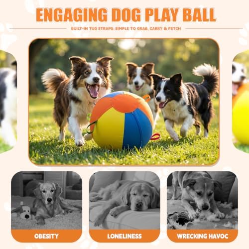 10"/18"/22" Herding Ball for Dogs & Horses Inflatable Toy with Pump Handles
