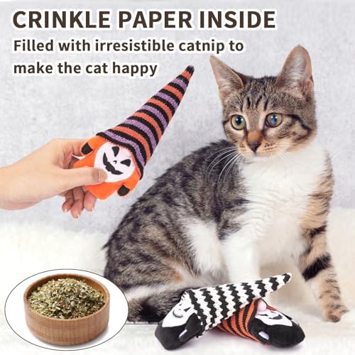 Retro Shaw Cat Toys for Indoor Cats Kittens, Crinkle Catnip Gnome, 3 Pack