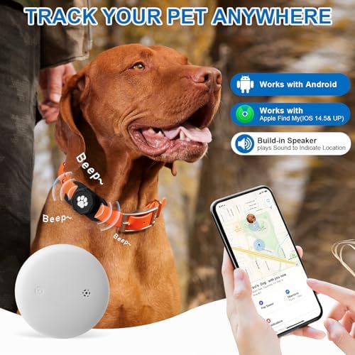 Smart Pet Tracker for Collar - Dog Tracker Pet Location Tracker with Holder | Real-Time Location, No Monthly Fee/ SIM Card, Work with IOS & Android, Ultra-Slim, IP68 Waterproof Holder Holder, Black