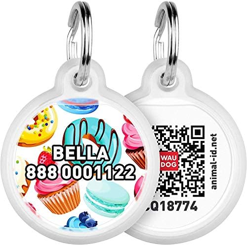 Personalized Pet ID Tag for Dog Cat with QR Passport Global Search System of Lost Pets - Personalized Dog Tags Cat Name Tags - Donuts