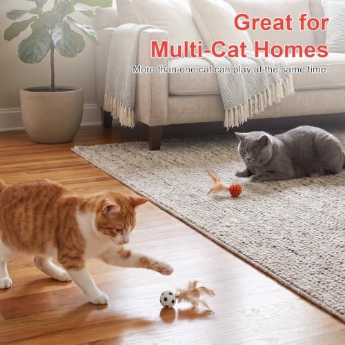 6 Pcs Bouncy Ball Cat Toy,Rubber Cat Bouncy Ball with Tail
