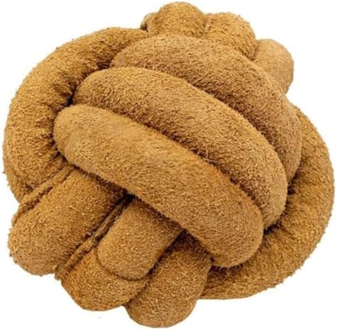HuggleHounds Huggle-Hide Knotted Bone - Leather Dog Toys for Aggressive Chewers, Interactive for Small or Large Breeds, Tough & Durable - Knotted Leather Ball, Large