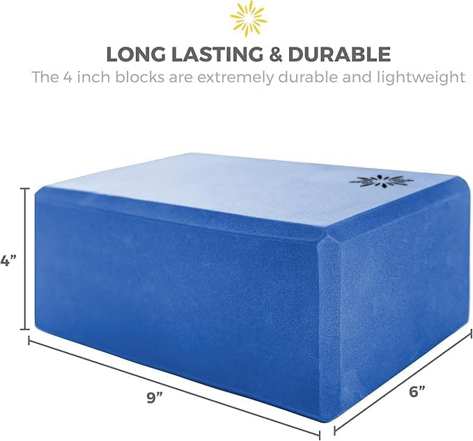 4" Yoga Block, 10 Pack Bulk EVA Foam Yoga Blocks, Firm and Supportive Yoga Brick, Balance Foam for Stretching, Pilates, and Workout, 4" x 6" x 9"
