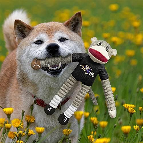 Littlearth NFL Baltimore Ravens Sock Monkey Pet Toy, Team Color, One Size
