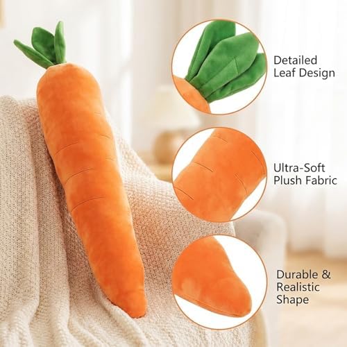 Carrot Dog Toy, Giant Carrot Dog Toy Plush, Large Carrot Toy for Dog, Indoor Entertainment and Anxiety Relief Companion, 29.5 Inches Carrot Garden Dog Toy