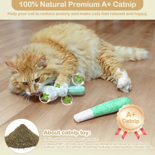 Tocirelo Catnip Toys for Cat with Pure 45000mg A+Organic Catnip, Soft Plush
