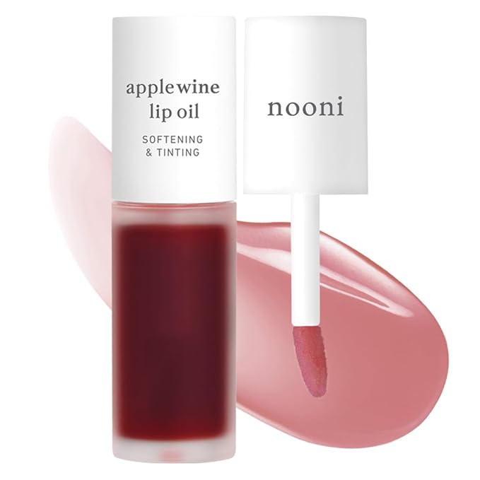 NOONI Korean Lip Oil - Applewine | Long-Lasting, Moisturizing, Plumping, Revitalizing for Dry Lips, Waterproof, No Peel Off, Hydrating, Nourishing Crystal Clear, Stocking Stuffers, 0.12 FL Oz
