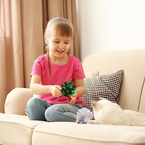 Andiker 3.54inch Mylar Cat Crinkle Balls, 4pcs Colorful and Sparkling Crinkle Ball Lightweight Easy to Carry Cat Ball Toy Interactive Cat Toys for Indoor Cats to Kill Time and Keep Fit (Mixing Color)