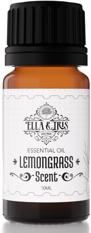 Ella & Iris Home Lemongrass Essential Oil, 10ml – Aromatherapy Diffuser Oil for Home, DIY Blends, Massage & Fresh Scented Routines