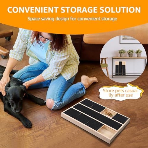 Dog Nail Scratching Board, Dog Nail File Toy for Nails with Treat Box, Puppy Claw Grooming Tool with Treat Drawer, Dog Nail Scratch Pad for Dog Cat Claw Care (6 grids)
