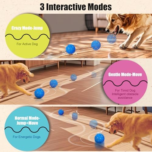 Interactive Dog Ball Toy, Smart Dog Toy for Medium and Large Dogs, Automatic Moving Rotating & Bouncing Ball, Durable E-TPU Material, IP54 Waterproof, Motion-Activated Dog Toy for Active Dogs