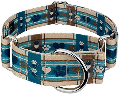 Country Brook Petz - HossFit Jr Wide Martingale Dog Collar - Plaid and Argyle Collection Featuring Charming Designs (Puppy Picnic, Extra Large)
