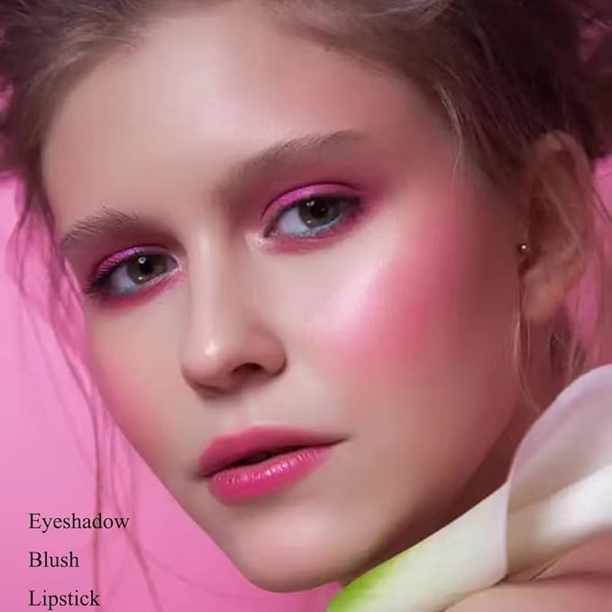 16 Colors Pink Red Matte Glitter Metallic Eye Shadow Palette, Korean Eyeshadow Palette Makeup, Pigmented Red Eyeshadow Kit for Halloween Parties, Joker Vampire Clown Makeup