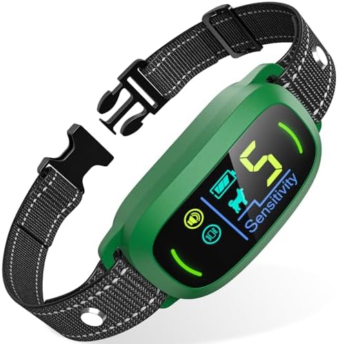 FAFAFROG Dog Bark Collar, Rechargeable Smart Collar, Anti Barking Training Collar with 5 Adjustable Sensitivity Beep Vibration, Bark Collar for Large Medium Small Dogs (Green)