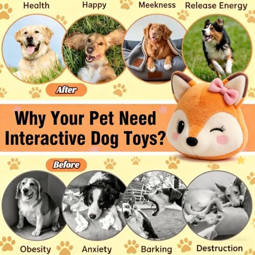 Interactive Dog Toys, for Small Medium Large Dogs to Keep Them Busy(Fox)